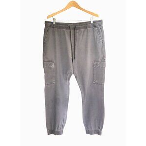 AND NOW THIS - MENS GREY CARGO ELASTIC WAIST TAPPER LEG PANTS SIZE X-LARGE